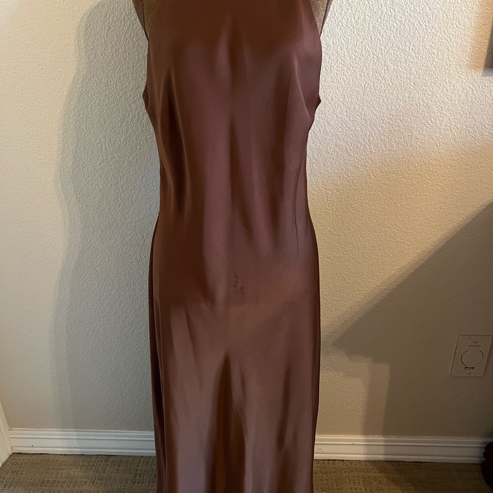 Elegant Brown Sleeveless Dress